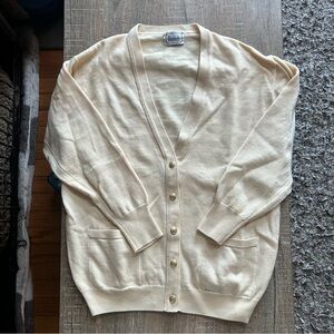 Harrods Knightsbridge Wool Cream Cardigan Sweater